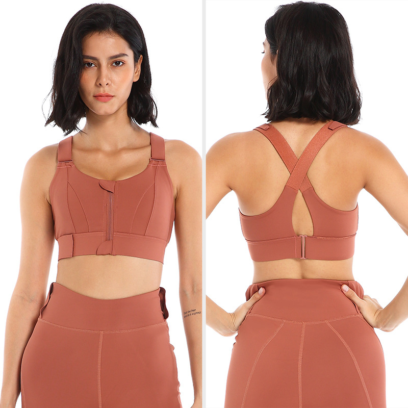 “Front Zip High Support Sports Bra”