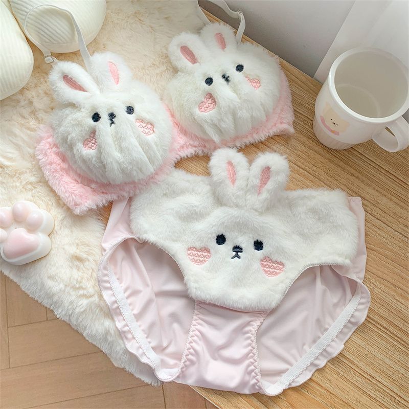 “Kawaii Fluffy Bunny Bra Panty Set”